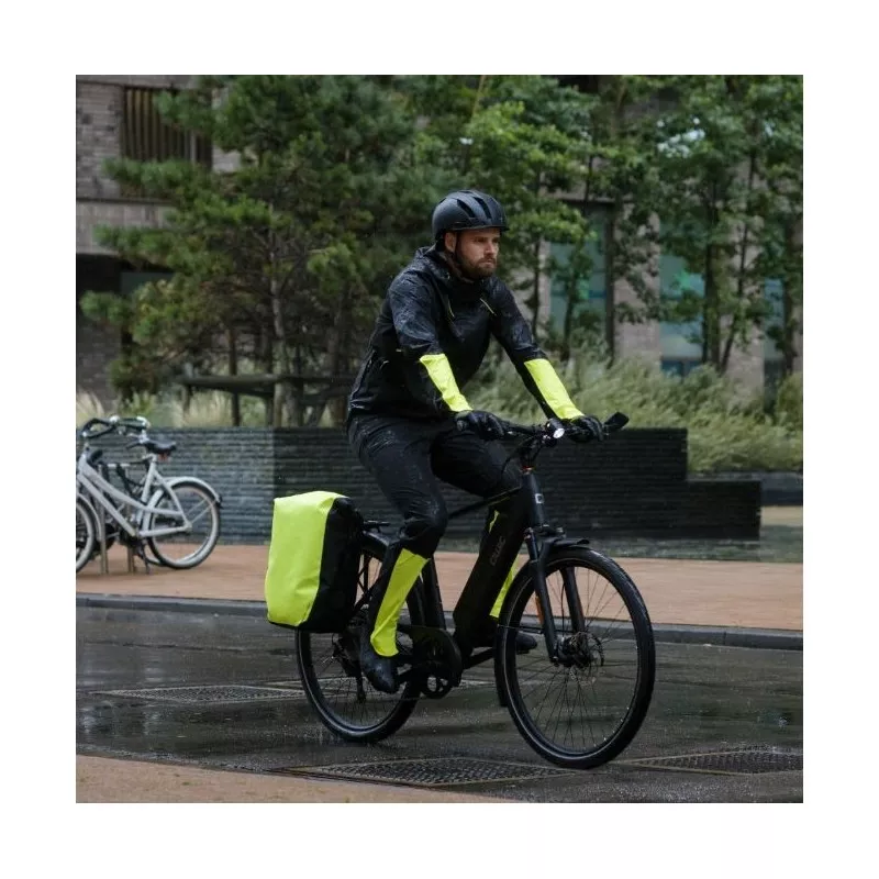 Gilet vélo simple haute-visibilité jaune fluo imprimé