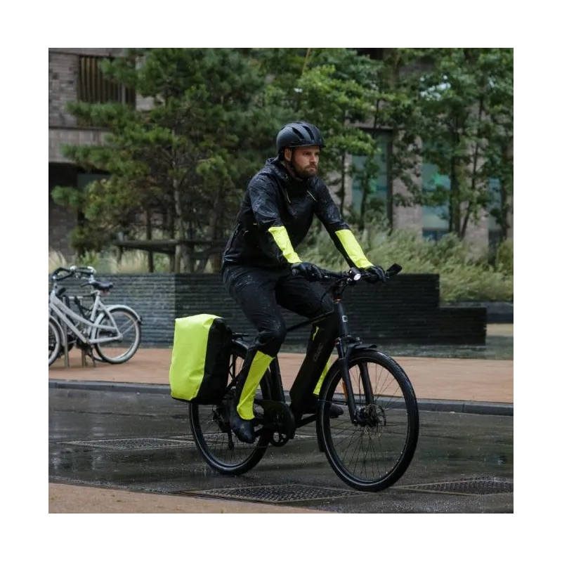 Gilet vélo simple haute-visibilité jaune fluo imprimé