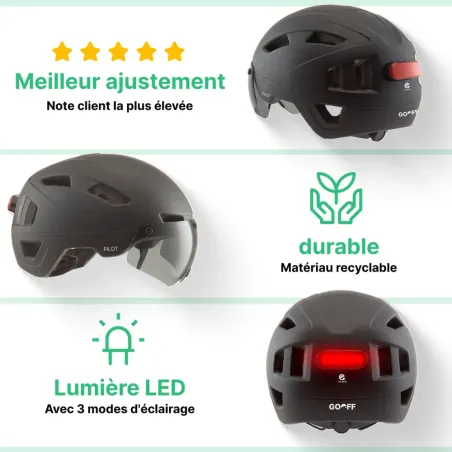 Casque urbain Pilot (Visière + Clignotants) - Go-Off