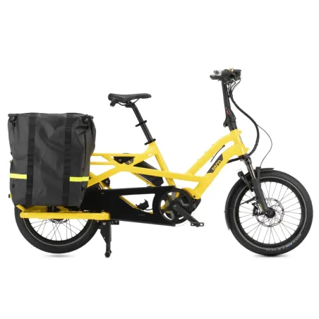 Le Storm Box Mini -Tern transforme l'arrière du vélo longtail Tern en un grand compartiment protégé contre les intempéries.