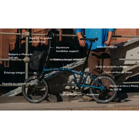 Brompton P-Line Electric (E-Motiq) 4 Vitesses - Matt Black